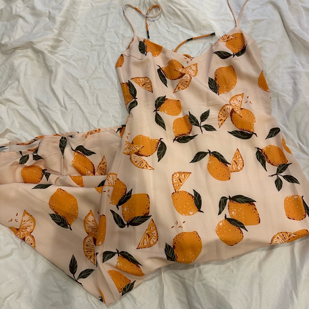 Petal & Pup Orange Lemon Print Maxi Dress New Without Tags Size US 6 AUS/UK 10